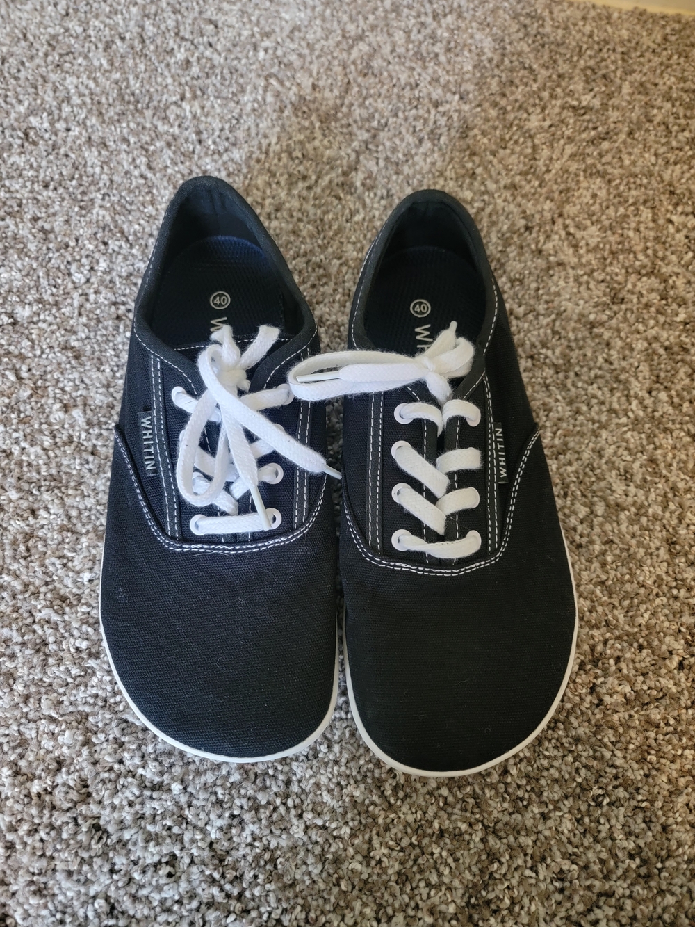 Whitin Barefoot Black Canvas Lace-Up Sneakers with White Accents